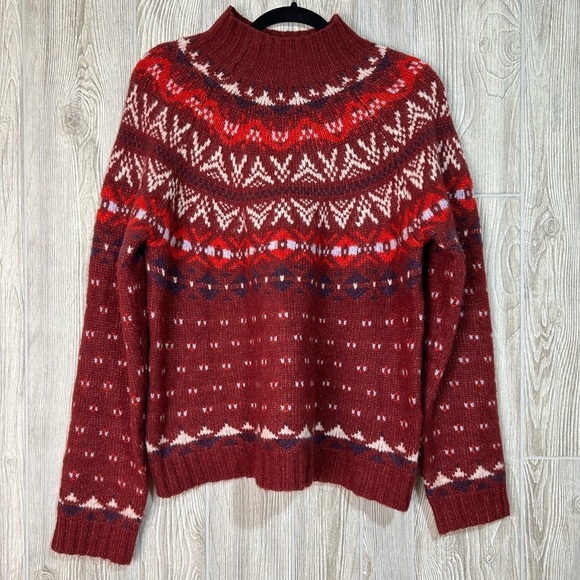 American Eagle Wool Blend Mock Neck Fair Isle Sweater Size Large - Picture 15 of 15
